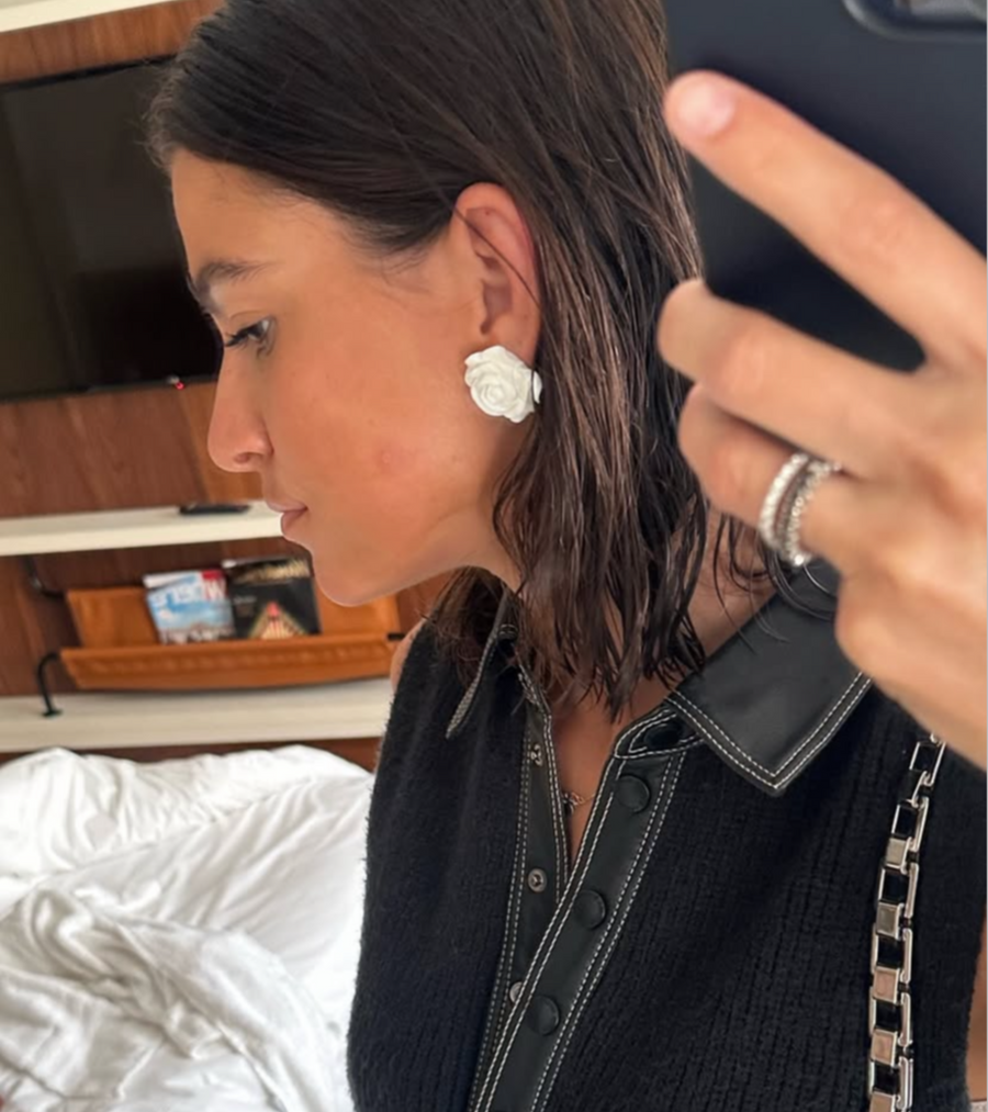 Petite Rose Blanche Earrings