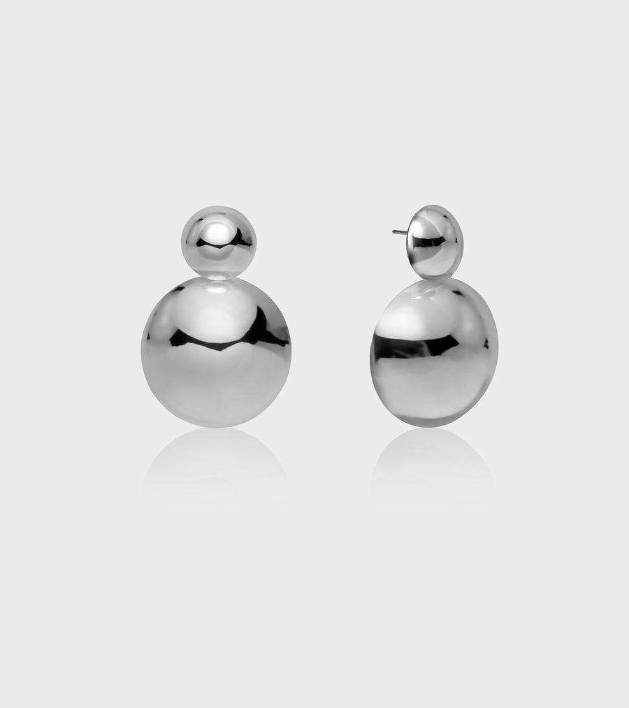 Double Lune Silver Earrings